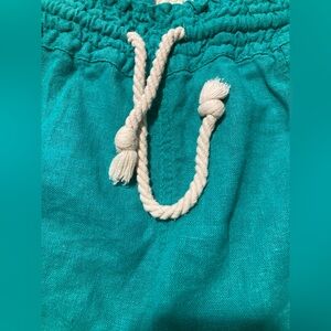 Roxy green large linen blend beach pants